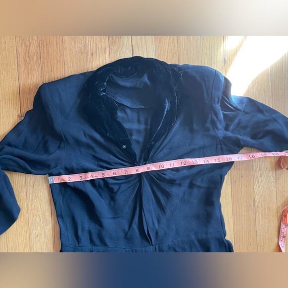 40s Vintage Black Rayon Dress - Picture 6 of 8
